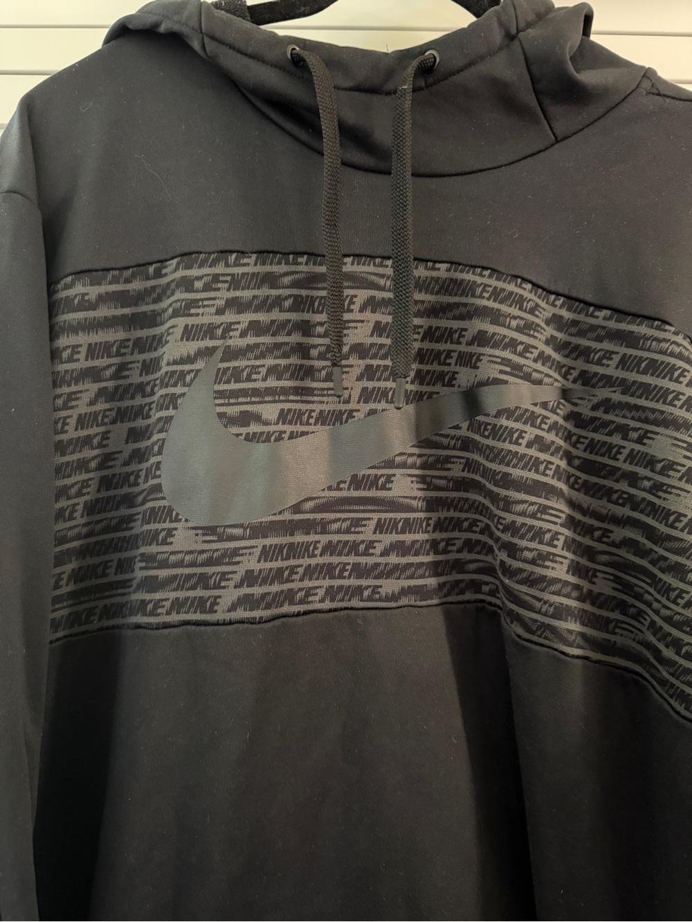 Nike Black Pullover Hoodie with Subtle Swoosh Panel - Picture 2 of 4
